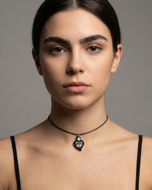 Charms - Ciondolo in Porcellana Cuore Nero Amati Oro