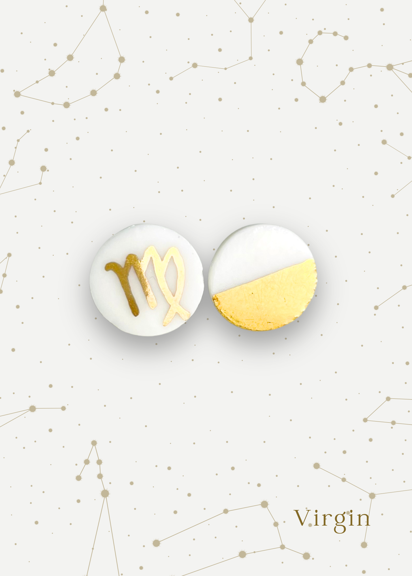 Orecchini a Lobo - Zodiaco in Porcellana Bianca e Oro