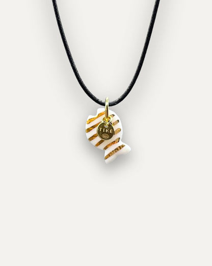 Charms - Porcellana Pesce Oro Righe