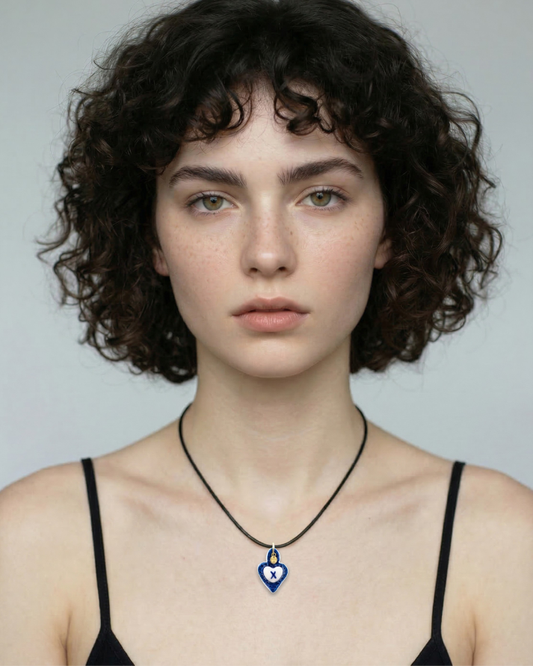 Charms - Ciondolo in Porcellana Cuore Blu - Lettera X