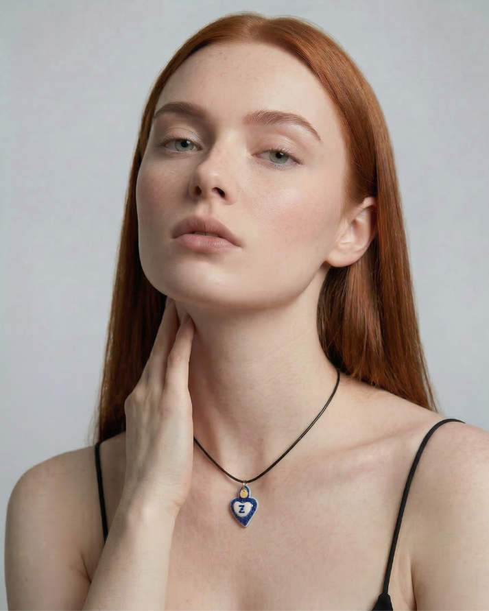 Charms - Ciondolo in Porcellana Cuore Blu - Lettera Z