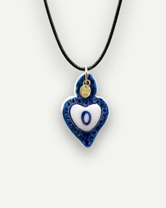 Charms - Ciondolo in Porcellana Cuore Blu - Lettera O