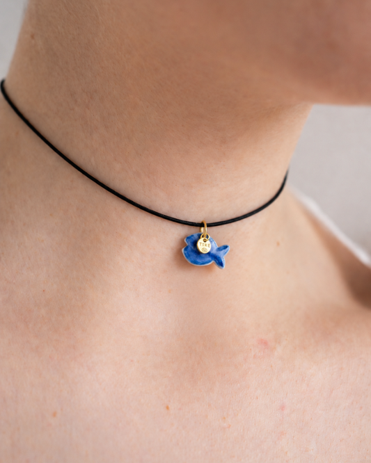 Charms - Porcellana Pesce Blu Tinta Unita