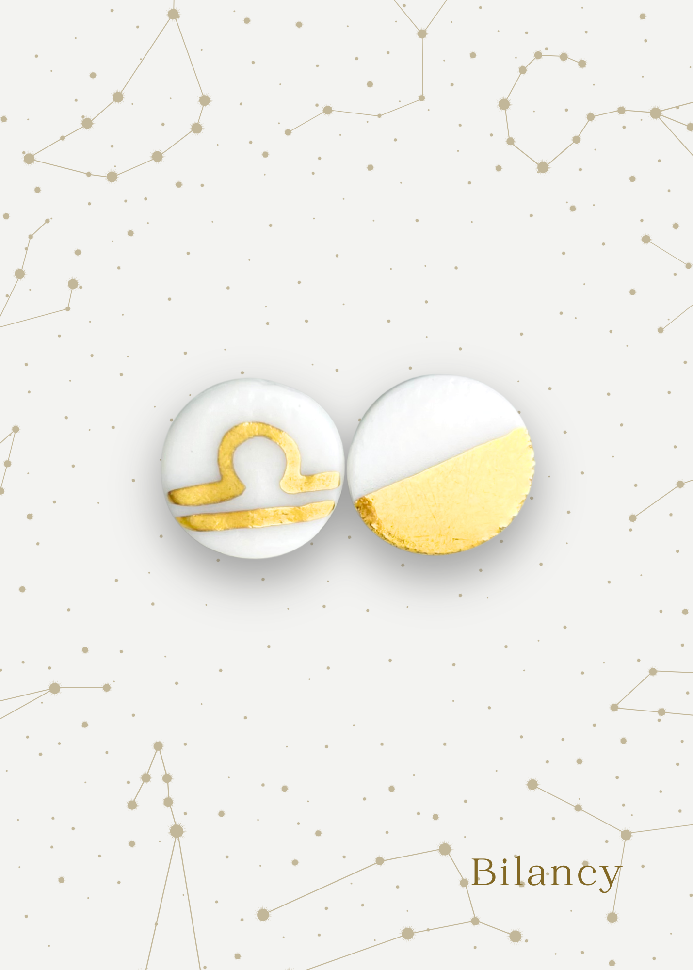 Orecchini a Lobo - Zodiaco in Porcellana Bianca e Oro