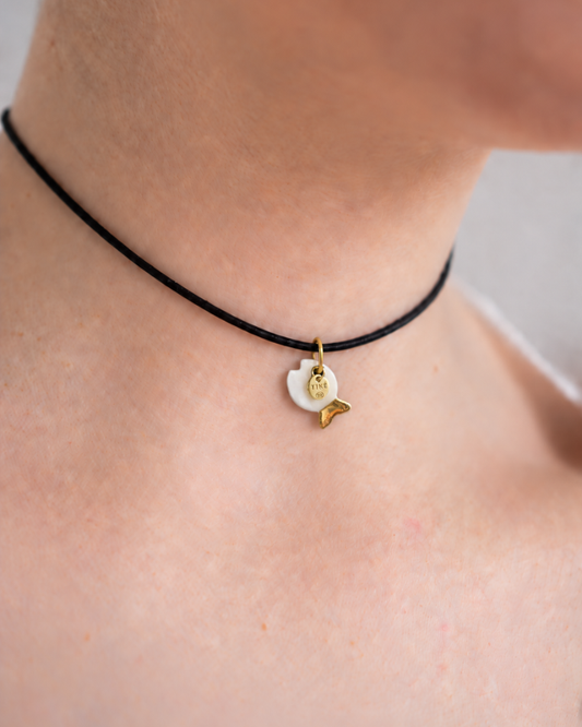 Charms - Porcellana Pesce Bianco coda Oro