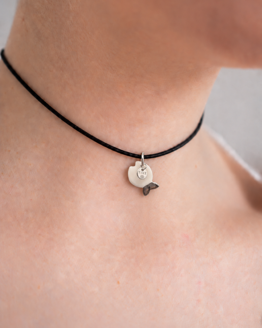 Charms - Porcellana Pesce Bianco coda Platino