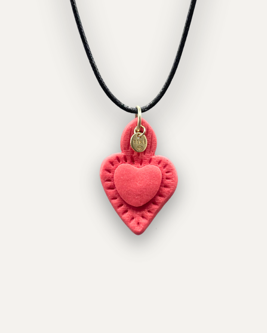 Charms - Ciondolo in Porcellana Cuore Rosso Satinato