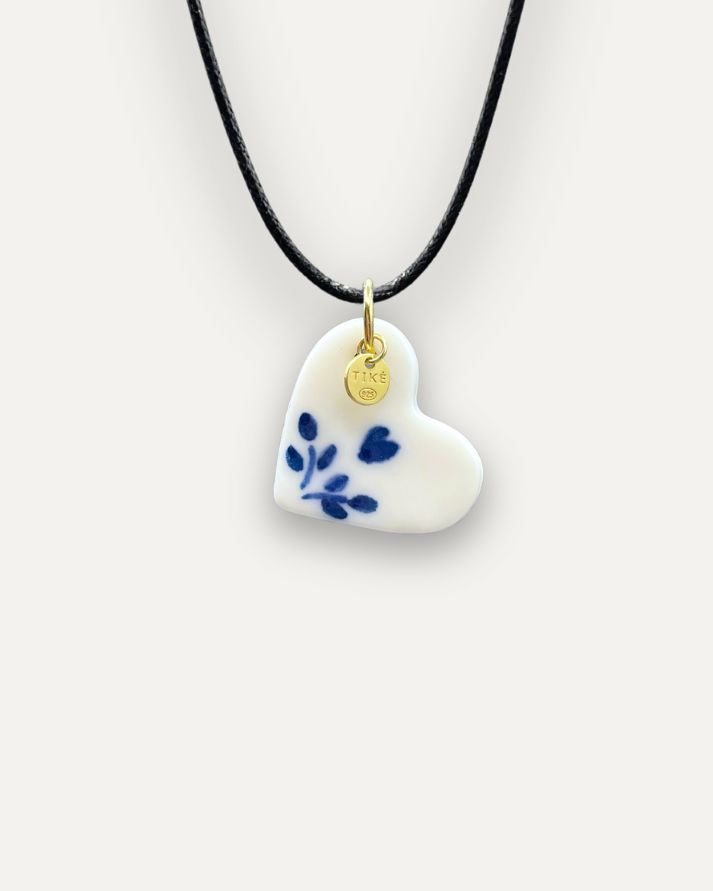Charm – Cuore Blu Fiorito ciondolo in Porcellana