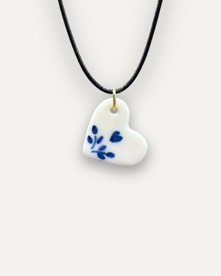 Charm – Cuore Blu Fiorito ciondolo in Porcellana