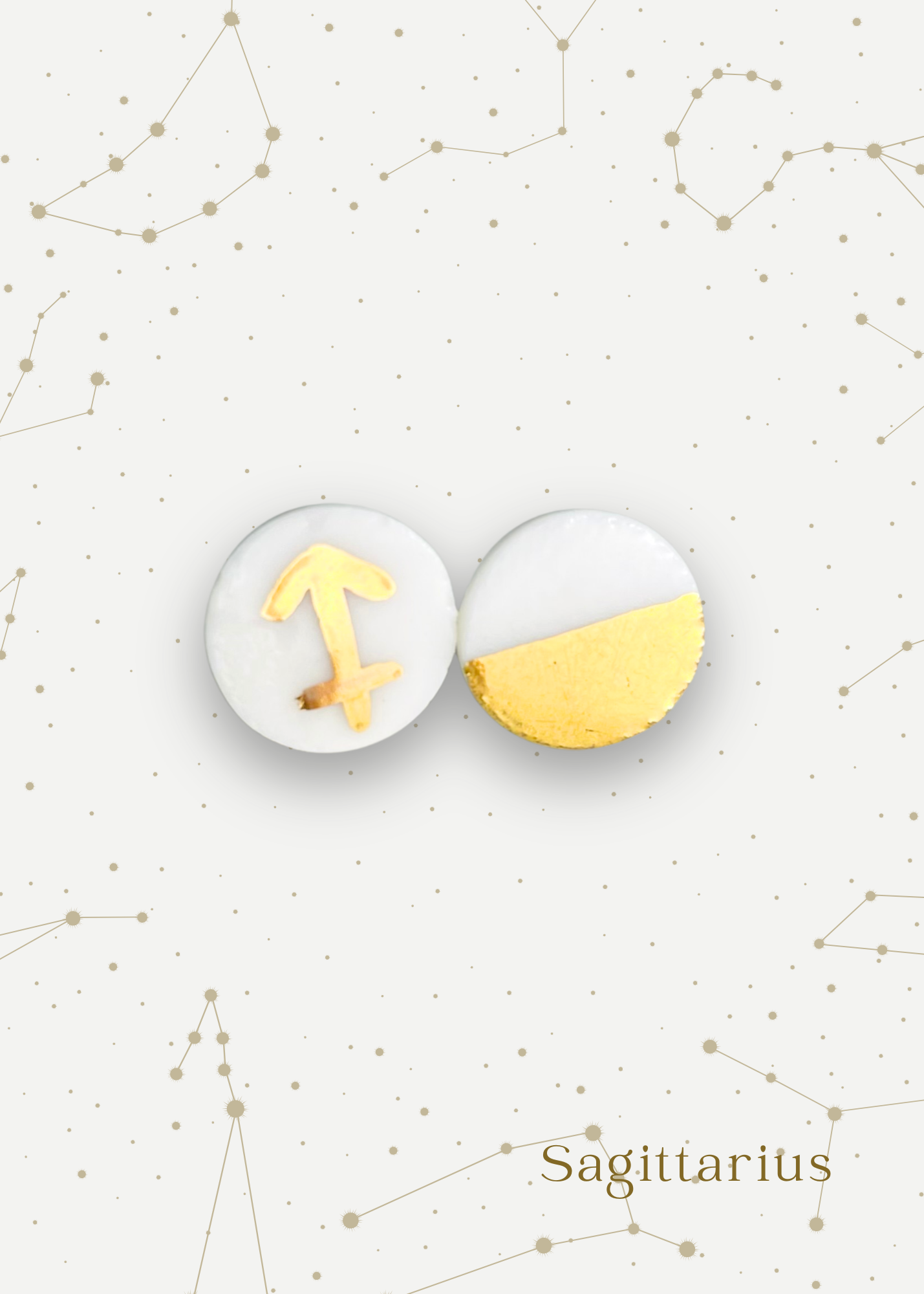 Orecchini a Lobo - Zodiaco in Porcellana Bianca e Oro