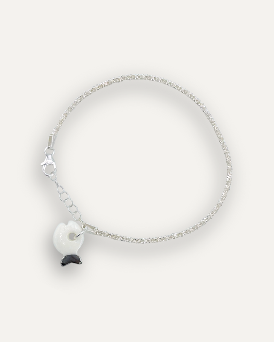 Bracciale Argento - Pesce in Porcellana Bianca