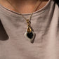 Charms - Black Heart Flame Gold Porcelain Pendant