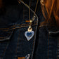 Charms - Blue Heart Flame Gold Porcelain Pendant