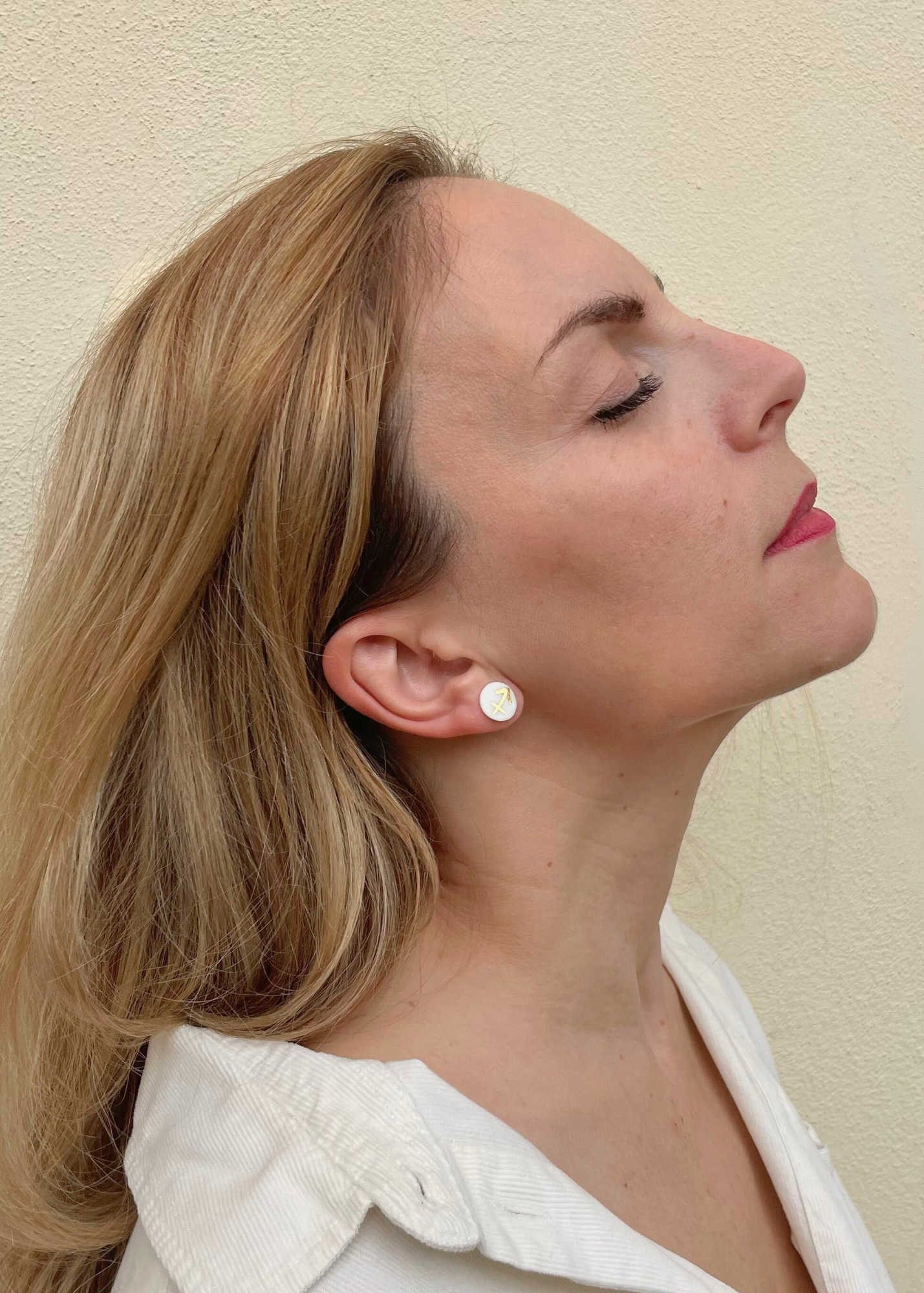 Orecchini a Lobo - Zodiaco in Porcellana Bianca e Oro