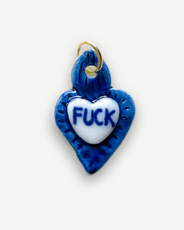 Charms - Ciondolo in Porcellana Cuore Blu Rebel