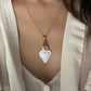 Charms - White Heart Flame Gold Porcelain Pendant